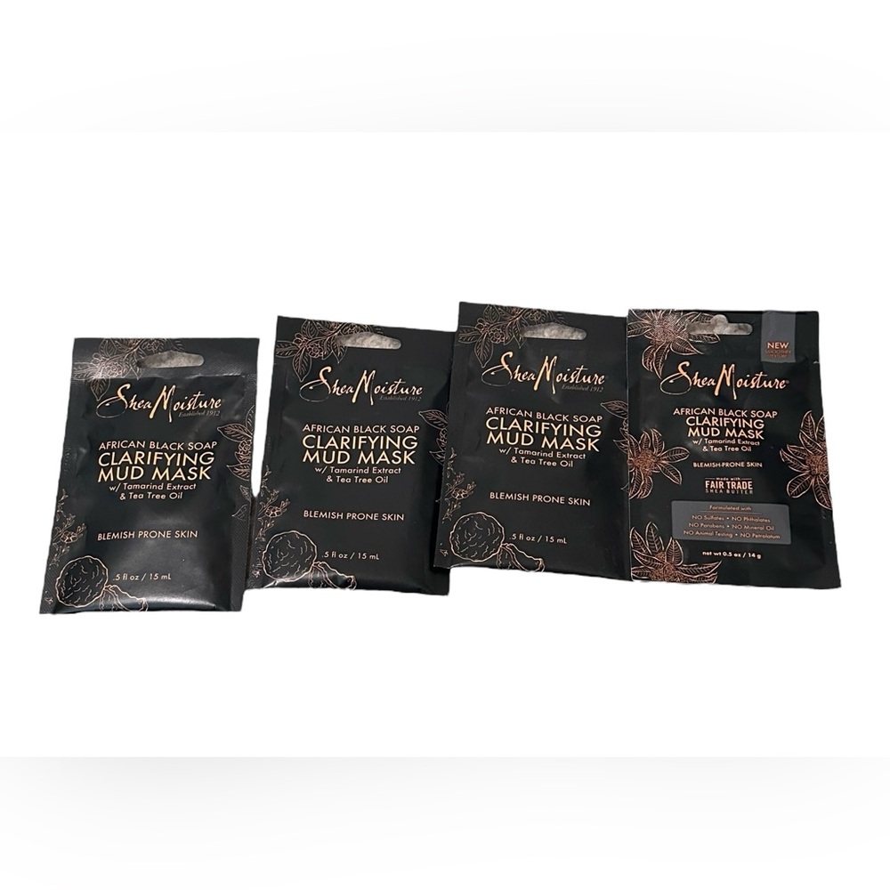 Shea Moisture African Black Soap Clarifying Mud Mask with Tea Tree Oil x4 NEW
